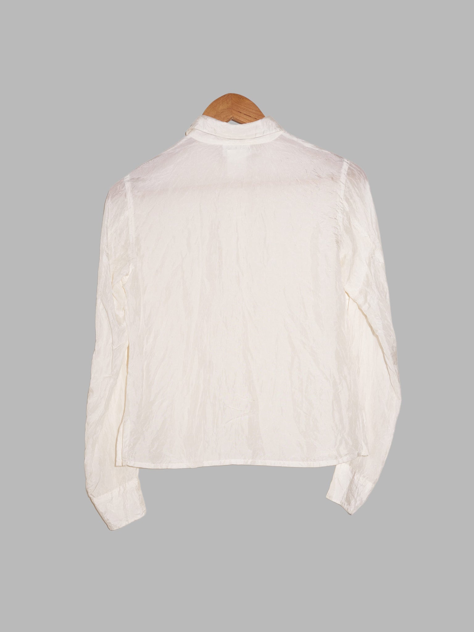 Agnes B Paris 1990s white creased silk shirt - size 2