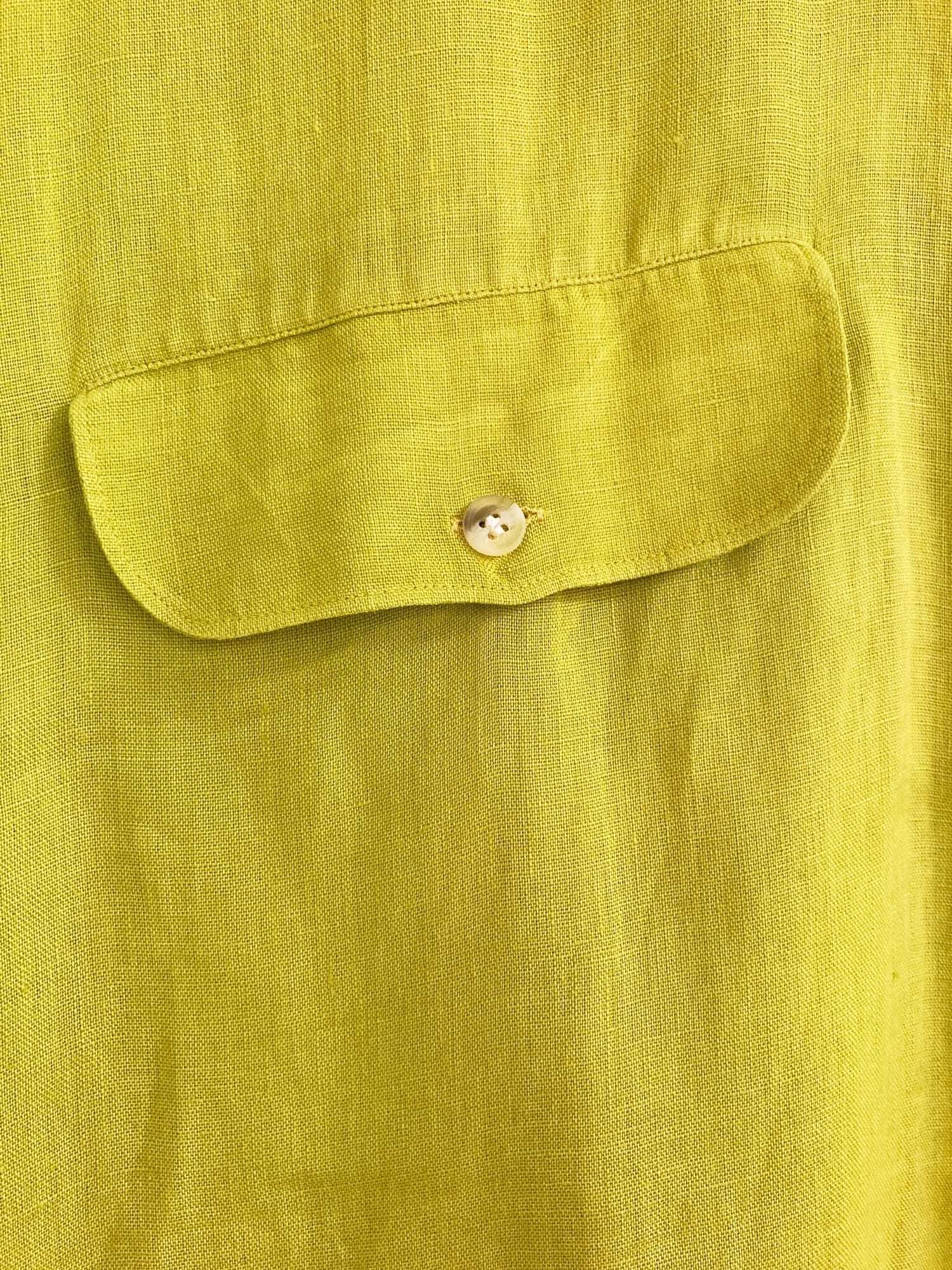Jun Men Import 1990s yellowy-green linen double pocket shirt