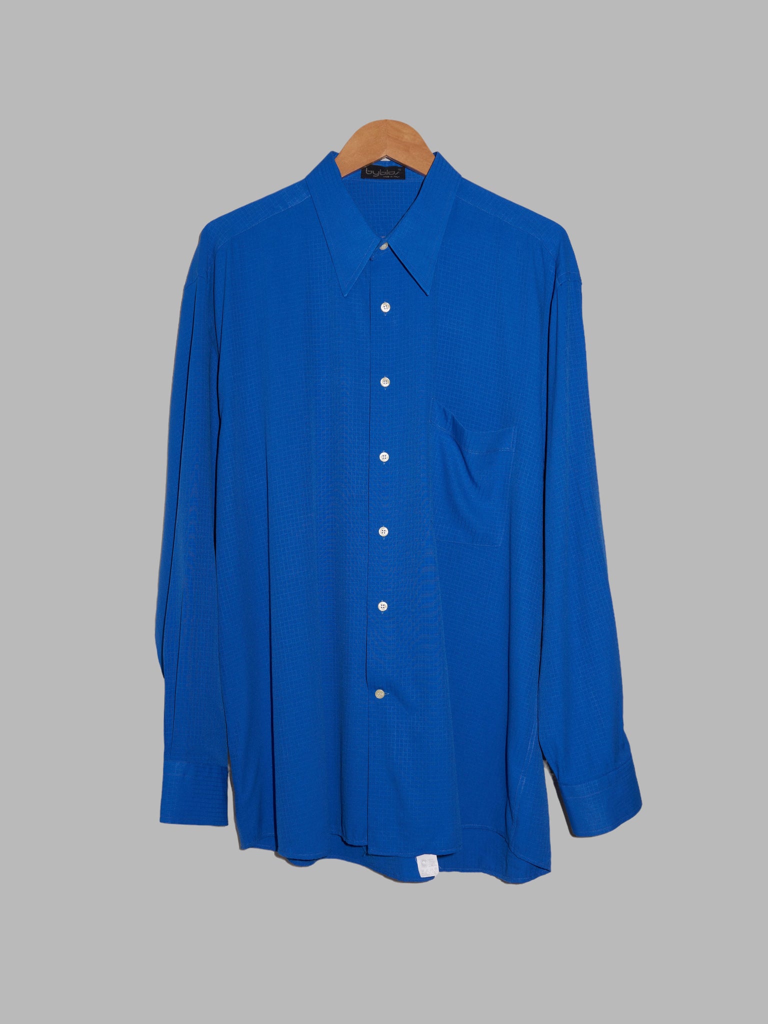 Byblos 1990s blue cotton ripstop long sleeve shirt