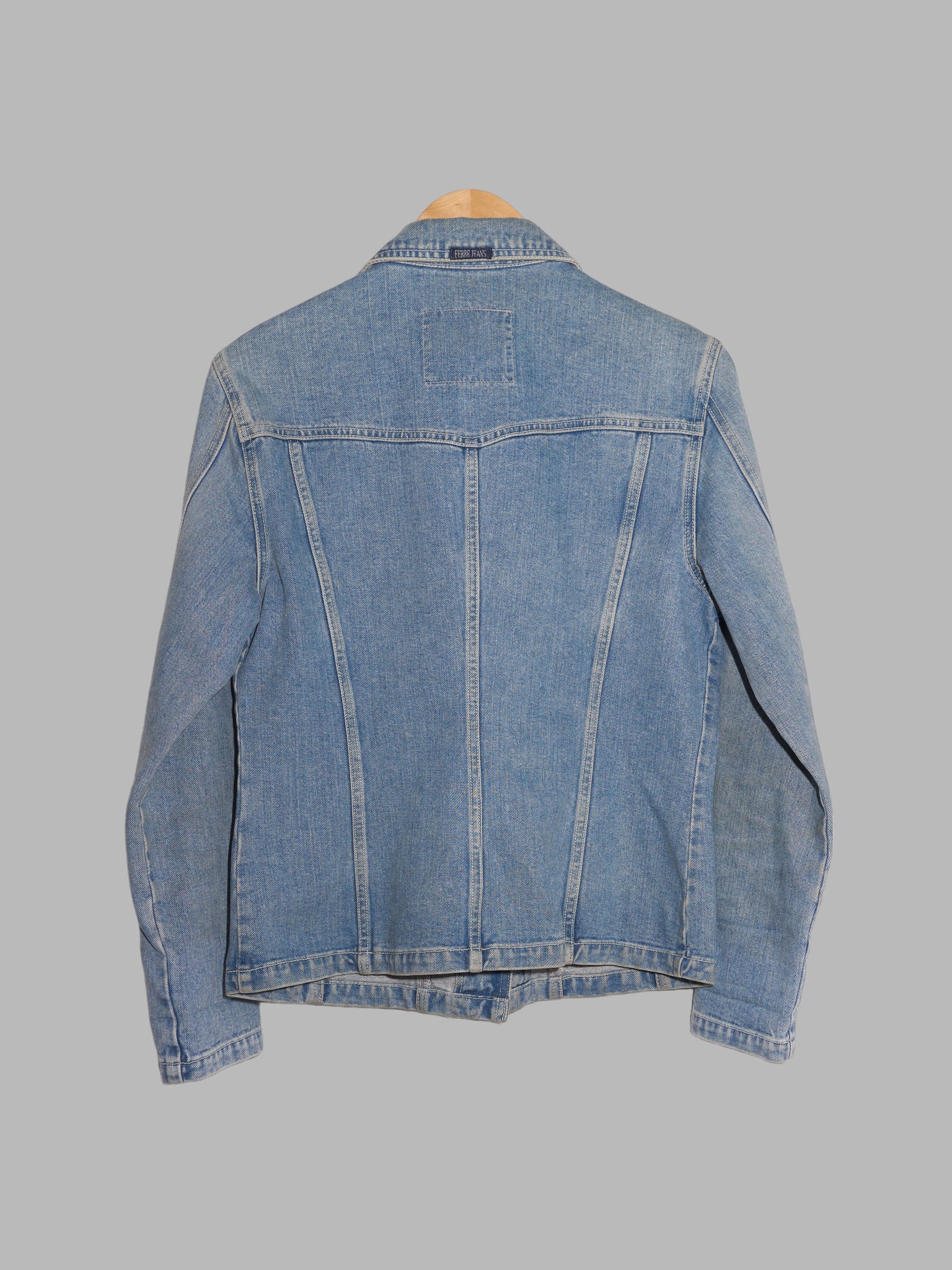 Gianfranco Ferre Jeans 1990s faded washed blue panelled denim jacket