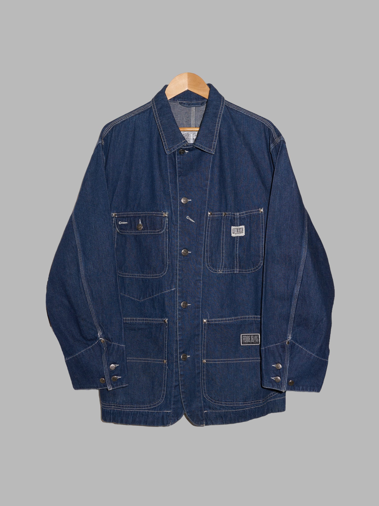 Gianfranco Ferre Jeans 1990s indigo cotton four pocket denim jacket