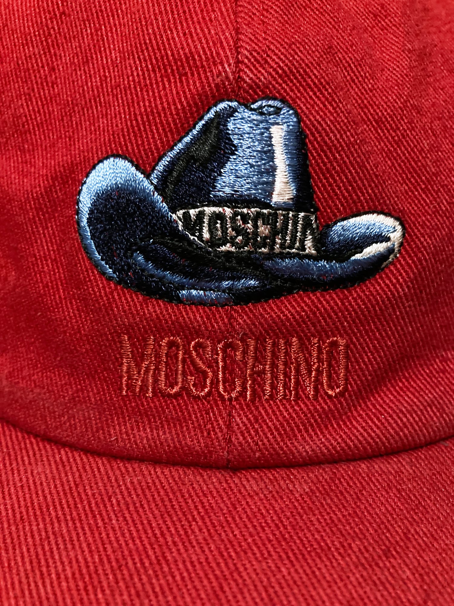 Moschino Cheap and Chic 1990s red embroidered cowboy hat baseball
