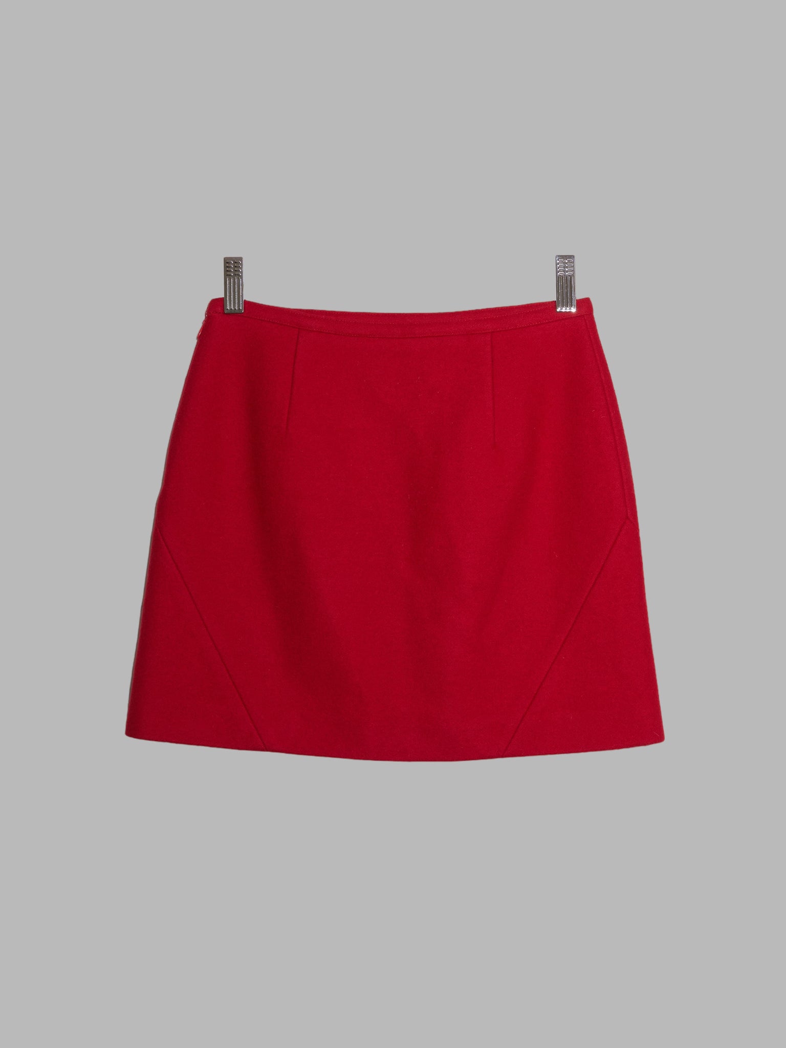 Miu Miu 1990s red melton wool miniskirt - size IT 38