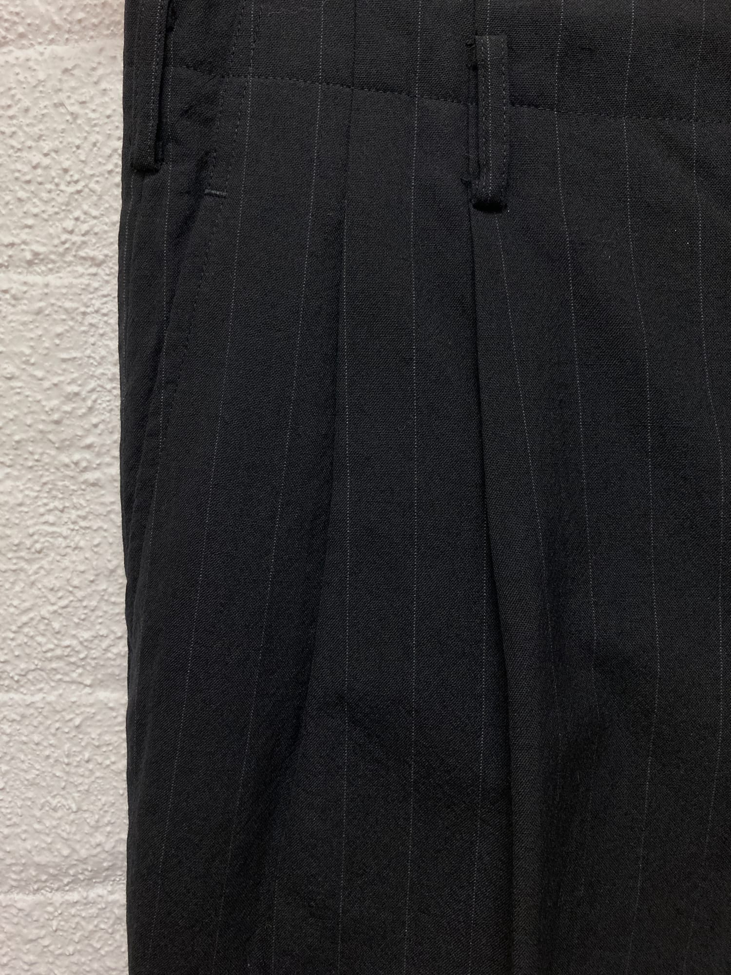Comme des Garcons 1992 black striped wool pleated wide leg