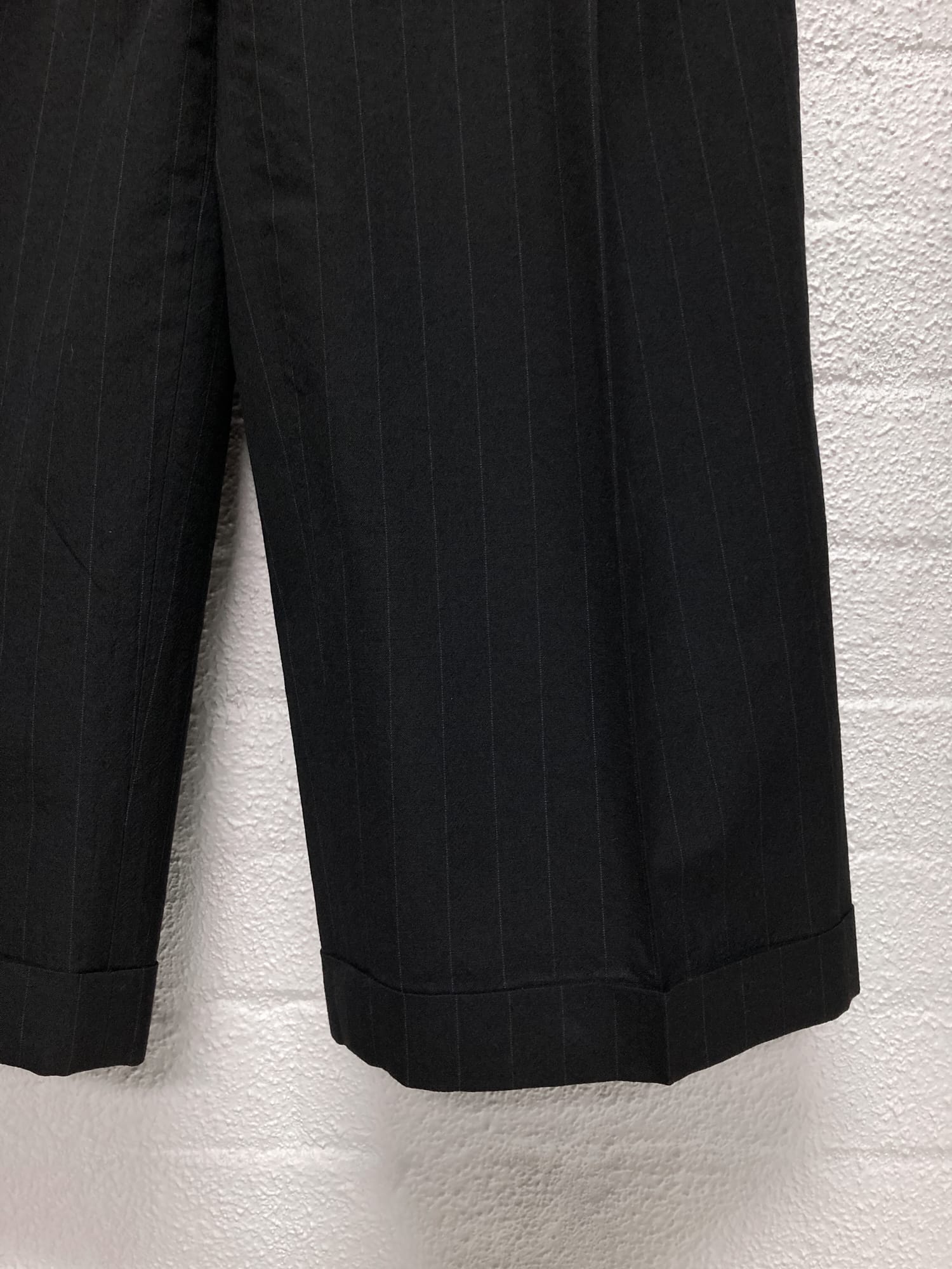 Tricot Comme des Garcons 1992 black striped wool pleated wide leg trousers M