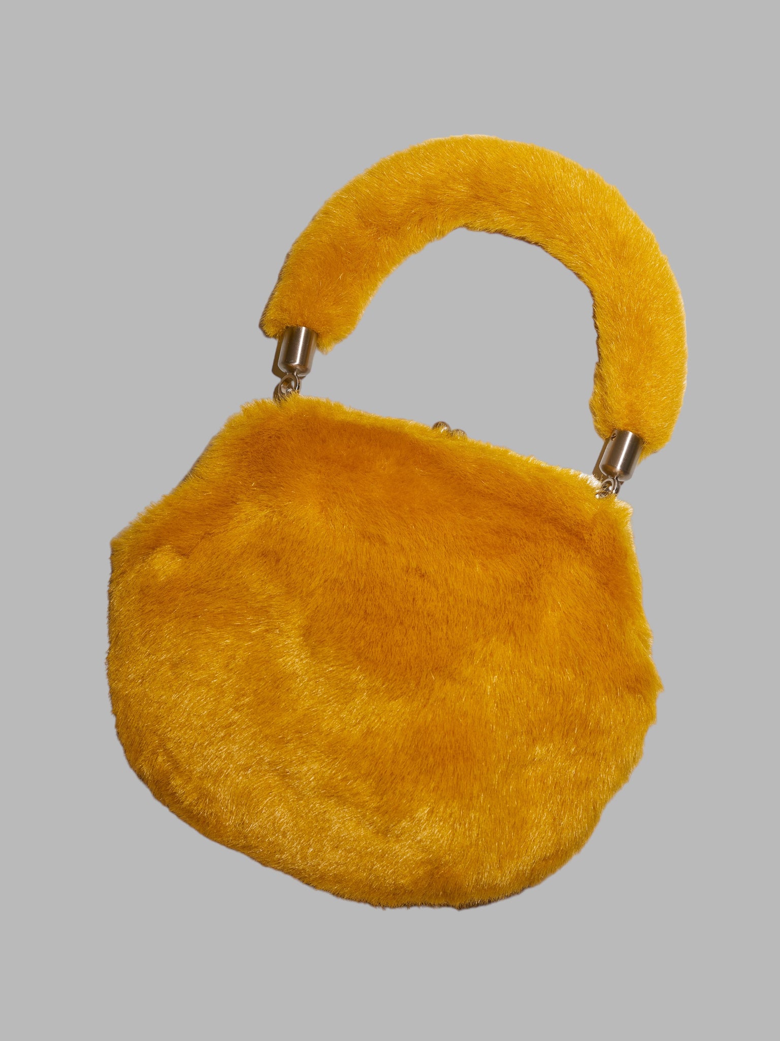 Agnes B Voyage yellow faux fur tiny handbag
