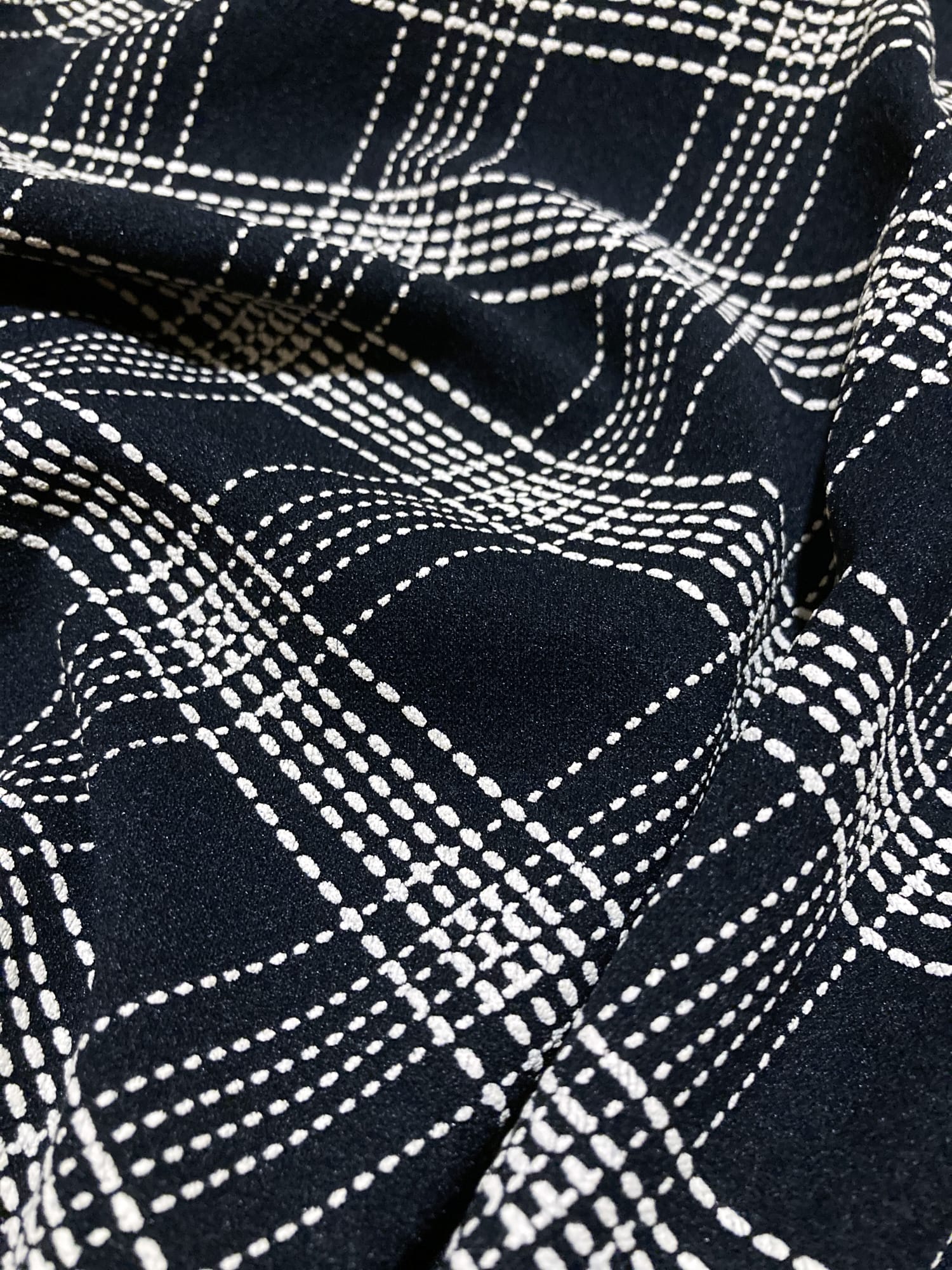 Morgan de Toi black stretch cotton diagonal check long sleeve top