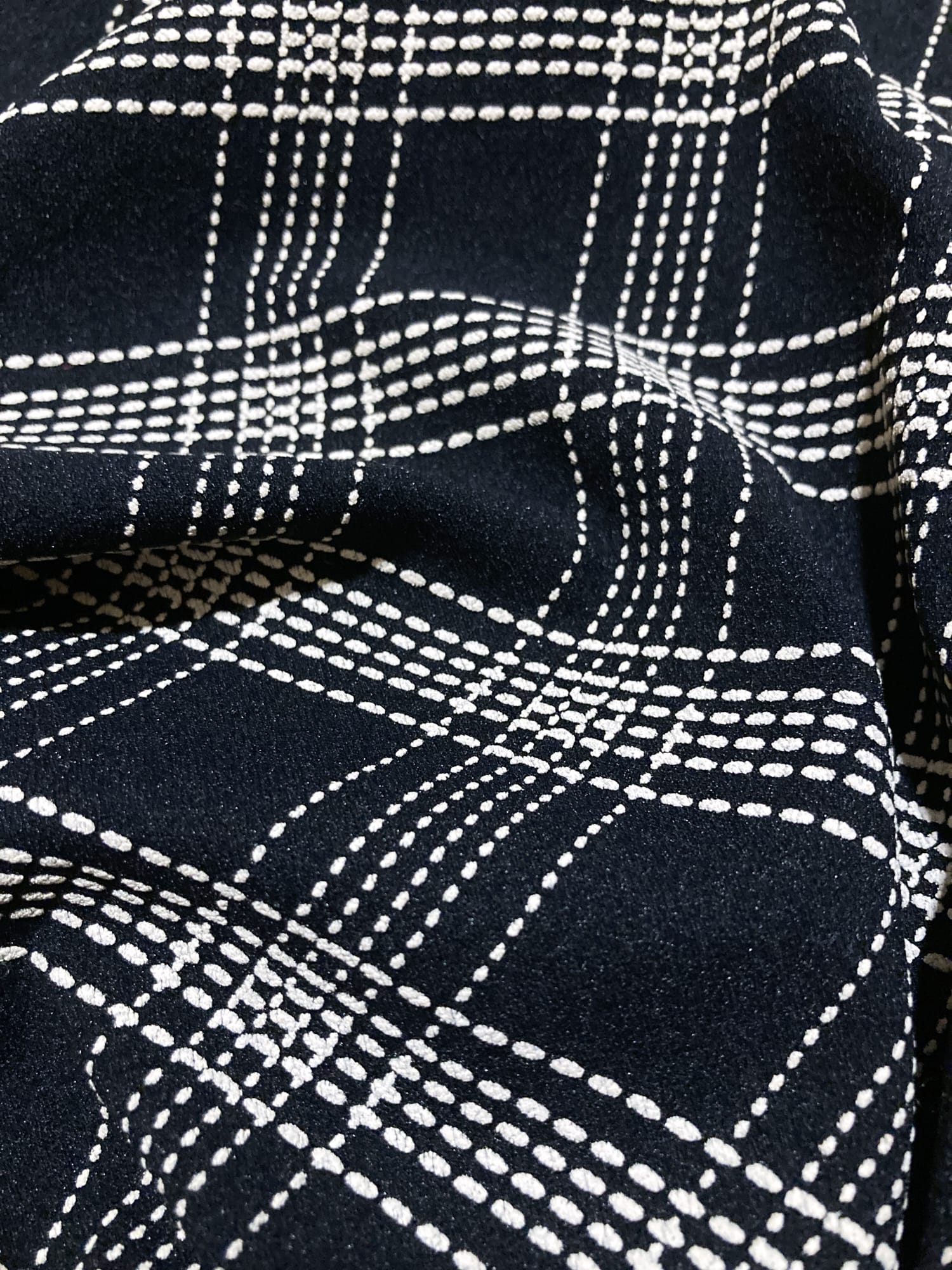 Morgan de Toi black stretch cotton diagonal check long sleeve top
