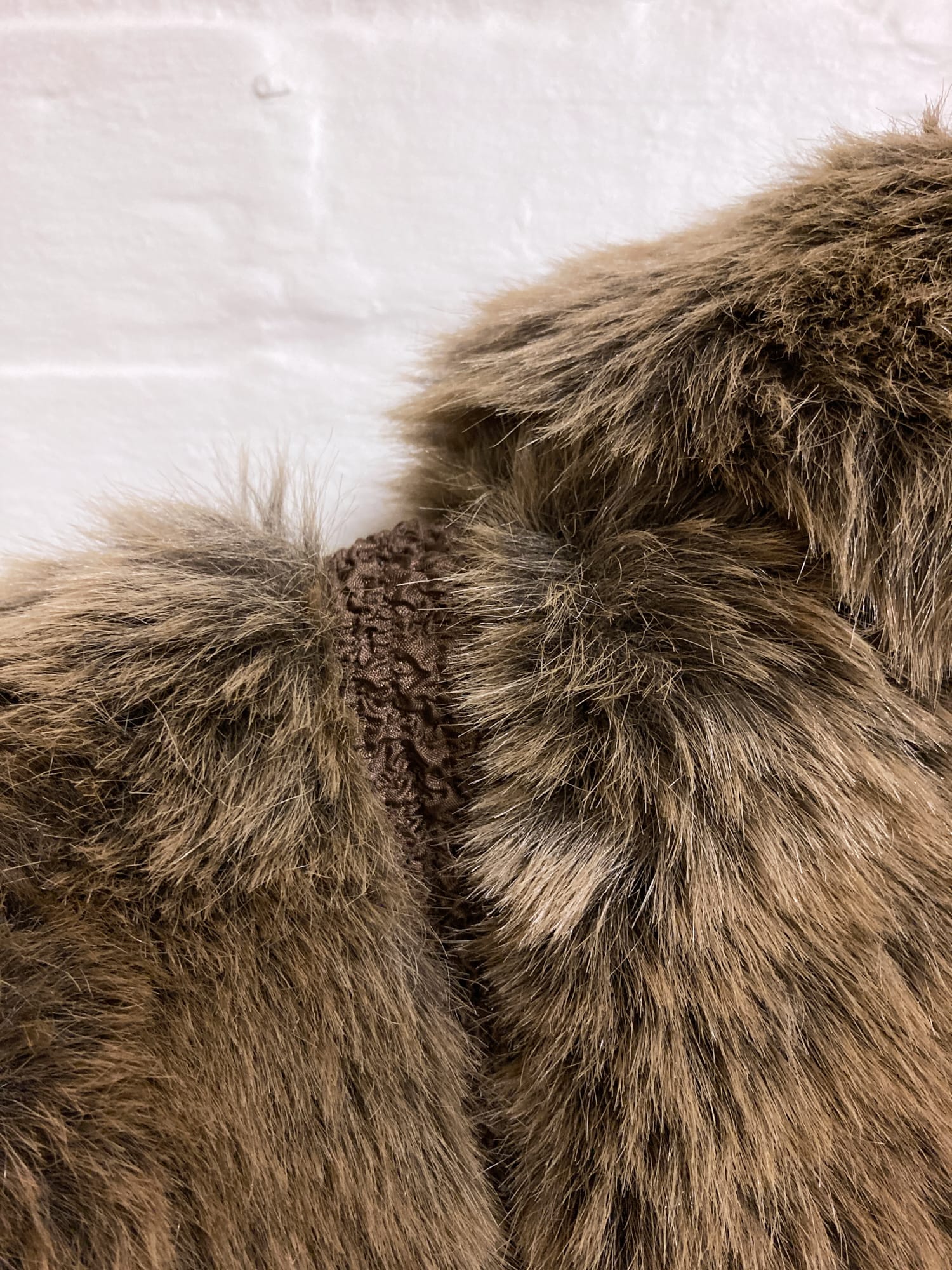 Yoshiki Hishinuma Peplum brown faux fur and wrinkled polyester jacket - size 2 M