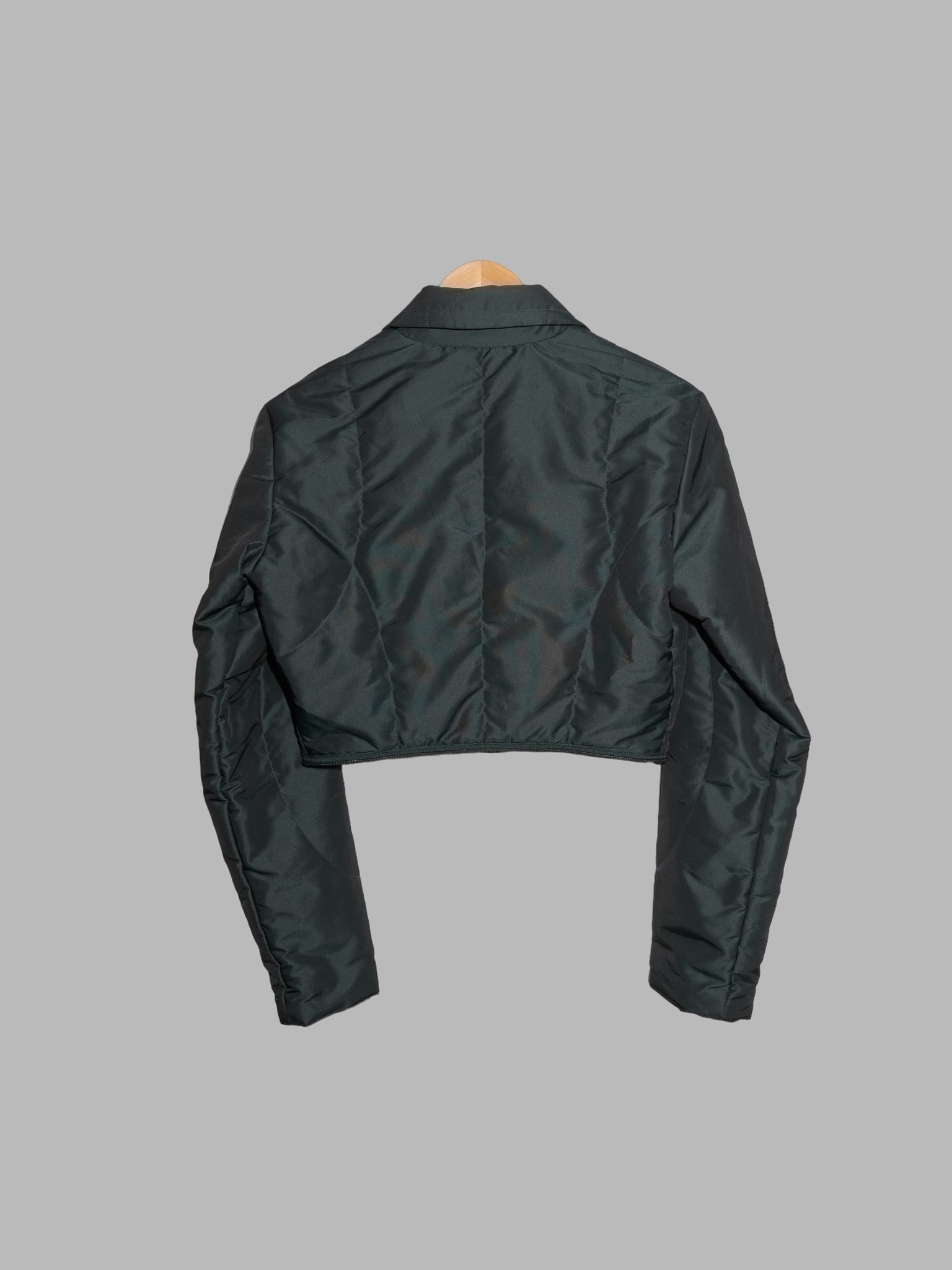 Gianfranco Ferre GFF dark green padded nylon detachable hem zip jacket - size 42