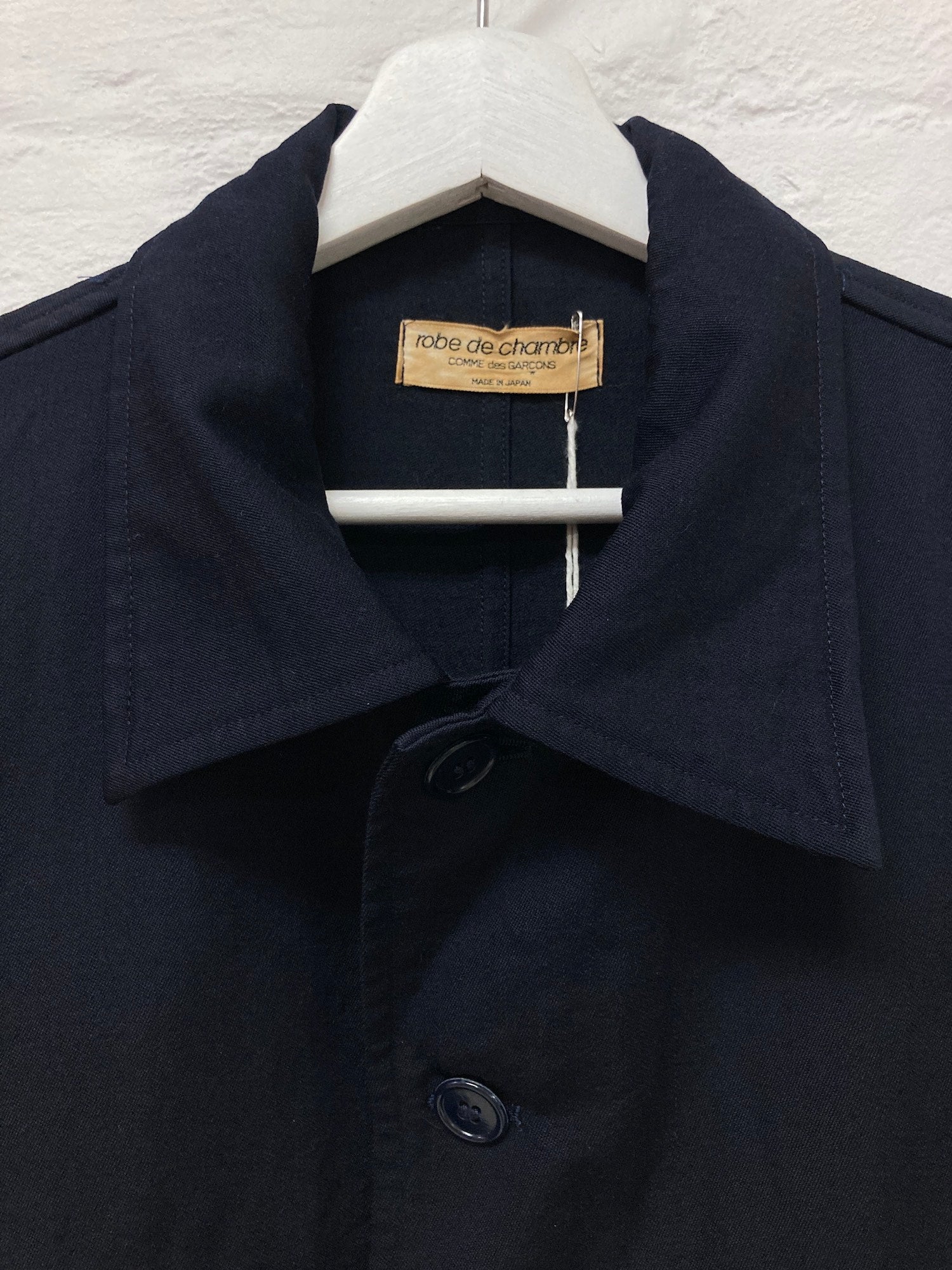 Robe de Chambre Comme des Garcons 1980s dark navy wool cropped jacket